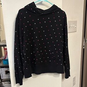 Chic Black and pink Heart Pattern Hoodie